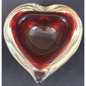 Murano Blown Glass Heart Pocket Tin Red 1960 Amour Saint-valentin In Very Good Condition