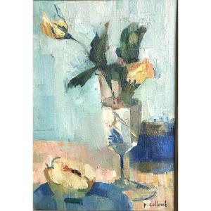 Paul Collomb 1921-2010 Oil Vase Of Flowers Signed