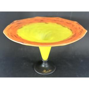 Charles Schneider Jewel Glass Bowl With Heat-stretching Signed About 1922