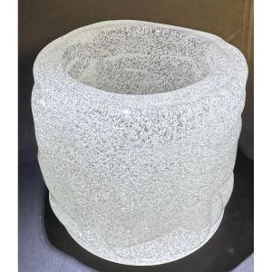 Blown And Bubbled Glass Vase Circa 1940 / 1950 In The Daum Style