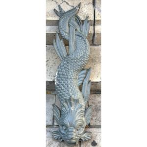 Old Cast-iron Dauphin Fountain Early 19th Century Park Or Garden