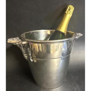 Champagne Bucket In Silver Metal Art Deco Table Arts
