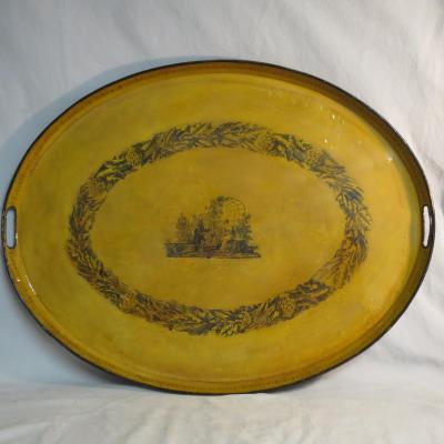 Grand Plateau Tole Lithographed Nineteenth Epoque Empire