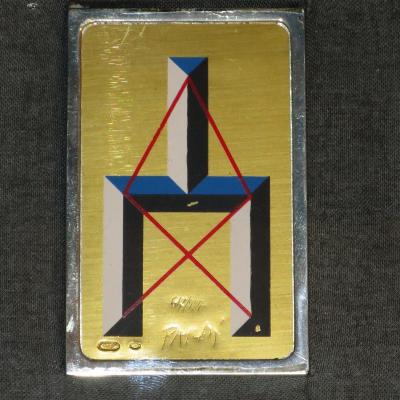 Gianfranco Pardi 1933-2012 Composition On Leaf In Gold Plate Silver Italian Artist