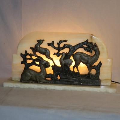 Light Art Deco Bas Relief Deer And Deer In Very Good Condition