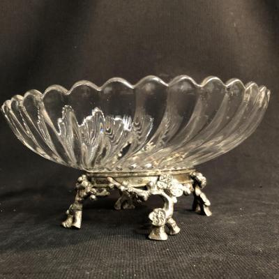 Baccarat Crystal Cup On Foot Bronze XIXth Double Signature