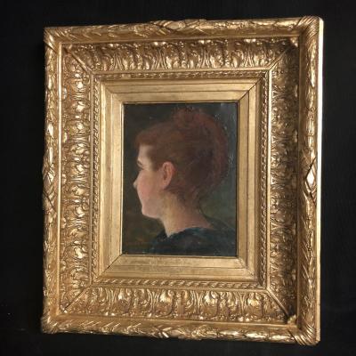 Lella Ramsay Lamont Nineteenth Oil On Canvas Head Of Woman 3/4 Exhibition