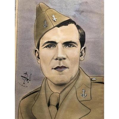 L. Doll 1945 Beautiful Sailor Pastel And Watercolor Military Man