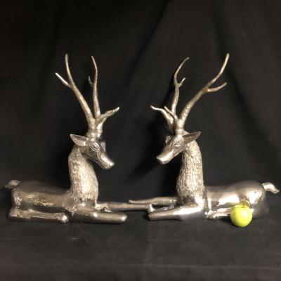Large Pair Of Statues Bronze Deer House Romeo 60 Cm Twentieth Deer