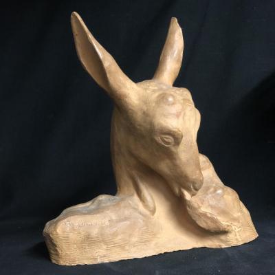 Amedeo Gennarelli 1881-1943 Large Terracotta Biche Art Deco