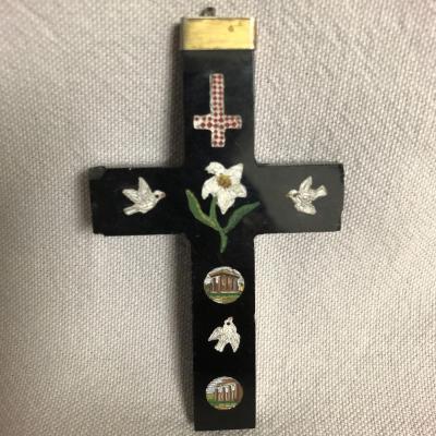 Cross In Micro Mosaic Nineteenth Decor Dove Roman Temple Micromosaic Flower