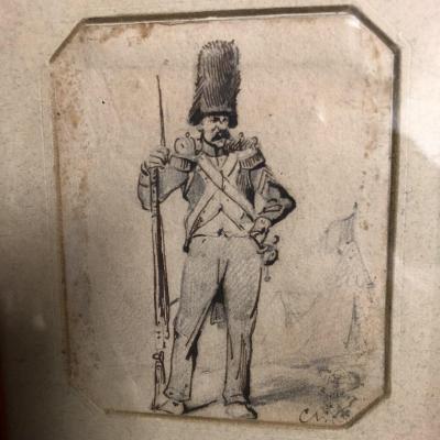 Célestin François Nanteuil 1813-1873 Military In Foot Ink And Watercolor