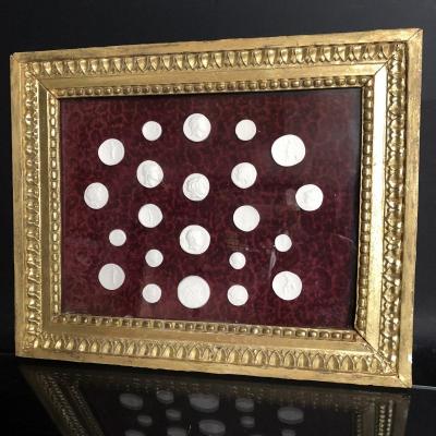 Table Of Antique Intaglio Moldings In Plaster Nineteenth In An 18th Century Louis XVI Frame