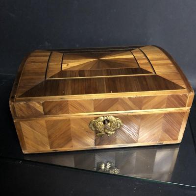 Daniel Langlois Berthelot 1927 Large Dlg Straw Marquetry Box In The Style  Of Jean-michel Frank