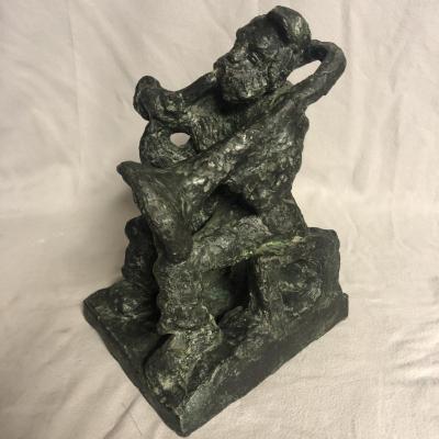 Mané-katz 1894-1962 Bronze Musician Trombone Player Mane Katz  Judaïca