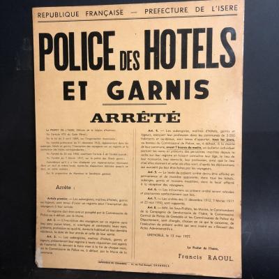 Police Des Hotels Et Garnis Former Decree Sign Of The Prefect Of Isère
