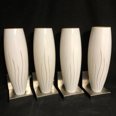 Studio Design Italy Suite Of 4 Sconces / Lamps In Glass Metal 1980 ( 10 Available In Total)