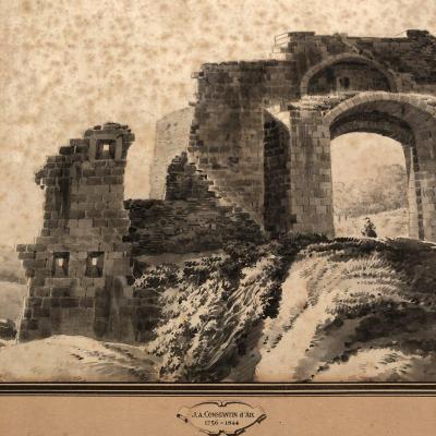 Jean Antoine Constantin d'Aix 1756-1844 Watercolor And Wash Chateau De St Chamas 13 Provence