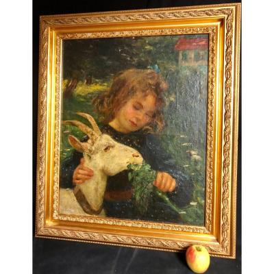 Big Biquette And Fillette Oil Signed? Early Twentieth