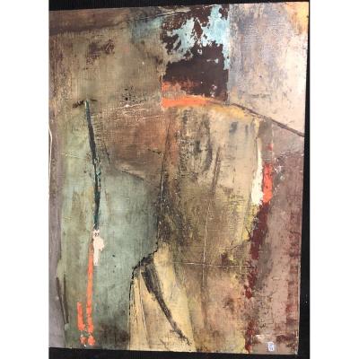 Suzanne Paliard XXth Oil On Wood Abstract