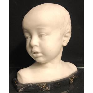 Alimondo Ciampi 1876-1939 Bust Of Giottino Young Boy In Carrara Marble Circa 1903-04