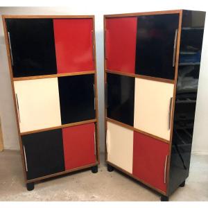 Pair Of Storage Cabinets 1960 Covered With Chromatic Melamine 60