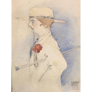 L. Labbe Watercolor Dandy Or Elegant A La Badine