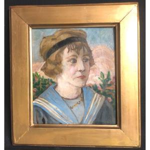 Serge Henri Moreau 1892-1963 Portrait Of A Child As A Sailor Lorrain Artist