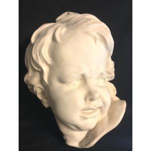 Large Workshop Molding Late Nineteenth Angel Head In High Relief To Hang