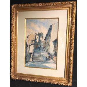 Frank Will La Montée Chalemont In Grenoble Dauphine Large Watercolor Collection