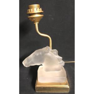 Maison Le Dauphin Glass And Brass Horse Lamp Signed