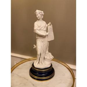 Sevres: Bacchante With Xylophone In Biscuit In The Spirit Of The XVIII Eme Century