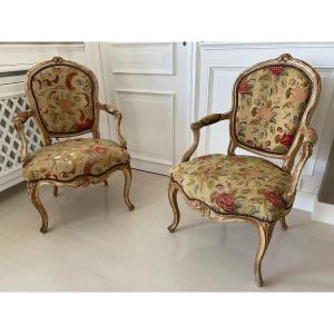 Pair Of Cabriolet Armchairs From The Louis XV Period
