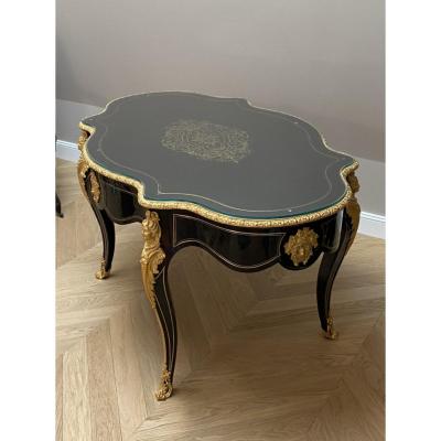 Table / Desk Middle Violin In Boulle Marquetry, Napoleon III Period