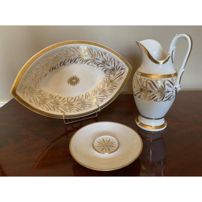 Rare Ewer And Its Porcelain Basin, Attributed To Locré And Nast From Empire Period