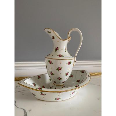 Aiguière Et Son Bassin En Porcelaine, Estampillée De Nast à Paris XVIIIème Siècle 