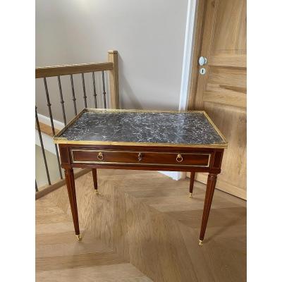 Belle Poudreuse Ou Table De Toilette D’homme En Acajou D’époque Louis XVI