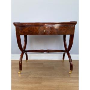 Curule Shaped Desk / Game Table Attributed To The Jacob Brothers From The Empire Period