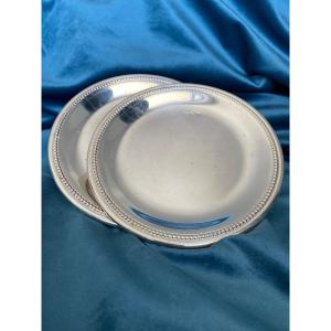 Pair Of Coasters In Silver Metal Orfèvrerie De France