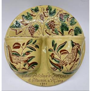 Spoon Holder Earthenware Vif Isère Signed Dated 1891 Located