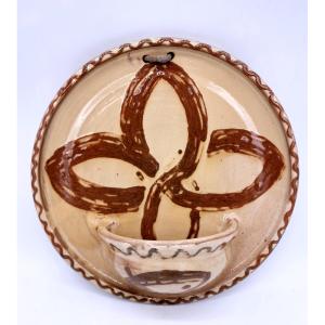 Geneviève De Cissey, Moly-sabata: Glazed Earthenware Holy Water Font With Fish Decoration