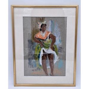Henriette Deloras: Large Pastel Of A Revue Dancer