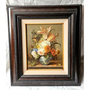 Jean Chevauchet: Still Life With Flowers And Butterflies