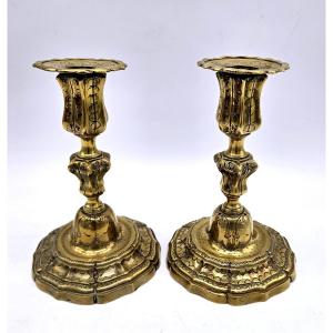 Pair Of Regence De Toilette Ormolu Candlesticks