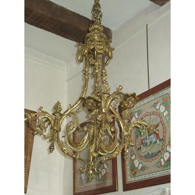 1900 Gilt Bronze Chandelier