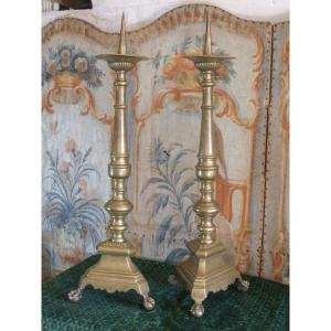 Pair Of Large 18th Century Picnic Candles