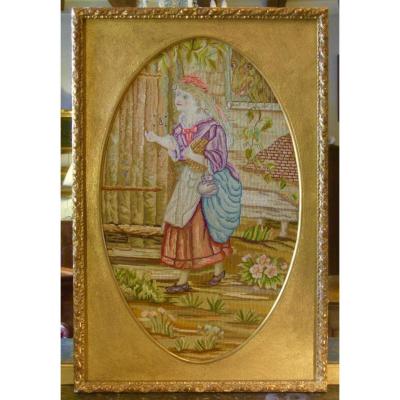 19th Century Tapestry Painting 