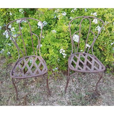 Deux Chaises En Fer De Jardin d'Hiver  Epoque Napoléon III