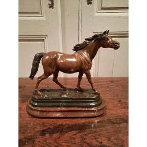 XIXth Century Spelter Sculpture Representing A Horse, Signed J. Moigniez.