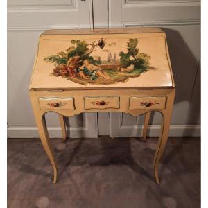 Louis XV Style Sloping Desk Painted In The Taste Of The Eighteenth Century.